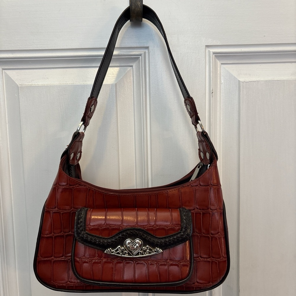Elegant Brown Crocodile Pattern Women's Bag